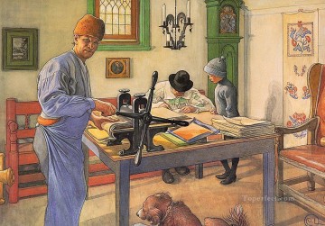 my acid workshop where i do my etching 1910 Carl Larsson Oil Paintings